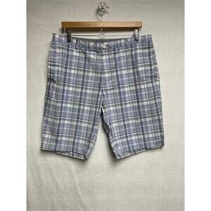 Calvin Klein Light Blue Plaid Men's Lightweight Shorts - Size 36